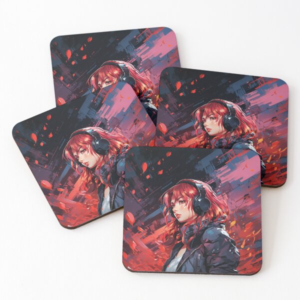 Item preview, Red-Haired Anime Girl With Headphones designed and sold by CoryDS.