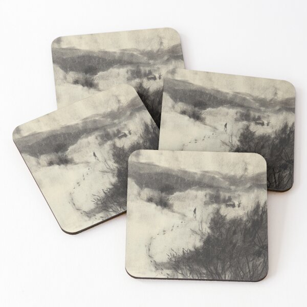 Item preview, "Silent Walk" Charcoal Winter Illustration designed and sold by fishboii.