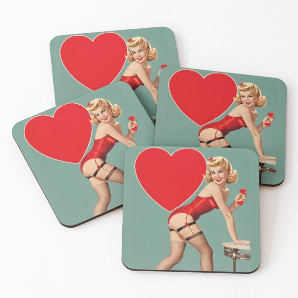 Item preview, Cute Valentines Day Pinup with Giant Heart designed and sold by YuckyCat.