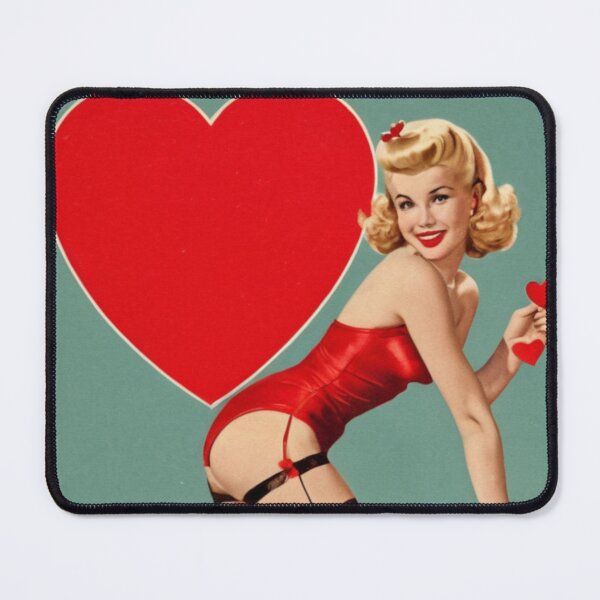 Item preview, Cute Valentines Day Pinup with Giant Heart designed and sold by YuckyCat.