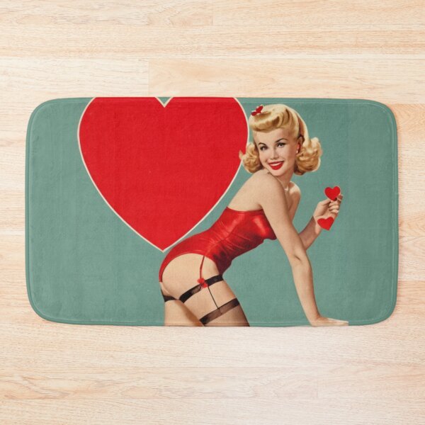 Item preview, Cute Valentines Day Pinup with Giant Heart designed and sold by YuckyCat.