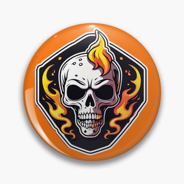 Item preview, Flaming Skull Guard: Fiery skull emblem in vibrant colors designed and sold by digistampdesign.
