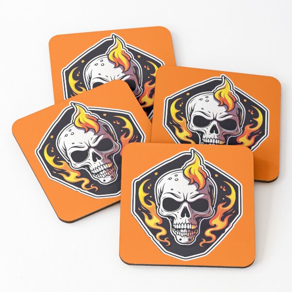 Item preview, Flaming Skull Guard: Fiery skull emblem in vibrant colors designed and sold by digistampdesign.