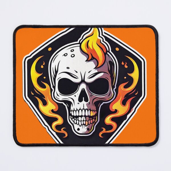 Item preview, Flaming Skull Guard: Fiery skull emblem in vibrant colors designed and sold by digistampdesign.