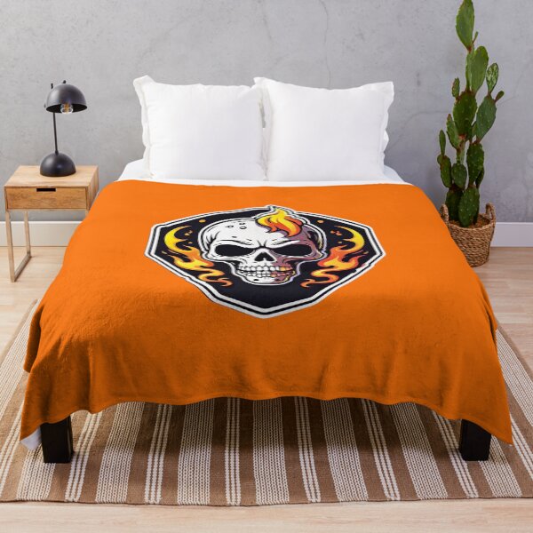Item preview, Flaming Skull Guard: Fiery skull emblem in vibrant colors designed and sold by digistampdesign.