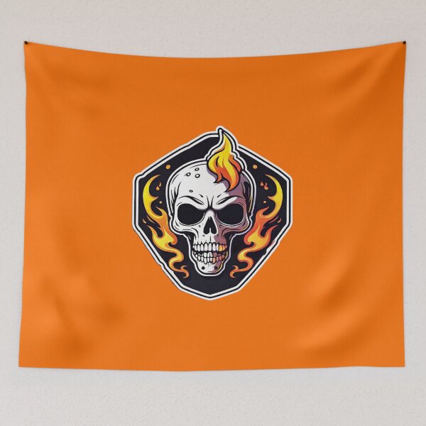 Item preview, Flaming Skull Guard: Fiery skull emblem in vibrant colors designed and sold by digistampdesign.