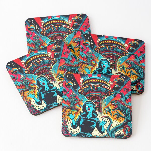 Item preview, Trippy Cosmic Psychedelic Scifi Starbase Invasion designed and sold by AIPixelMaster.