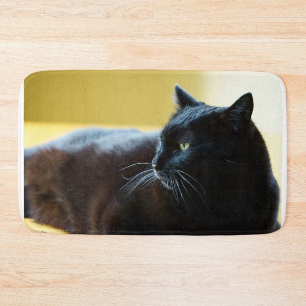 Item preview, Black Cat Lunging Against a Yellow Background 2 designed and sold by Vivar Photo.