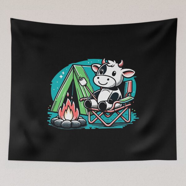 Item preview, Cute Cow Camper Toasting Marshmallows designed and sold by greenwhite25.