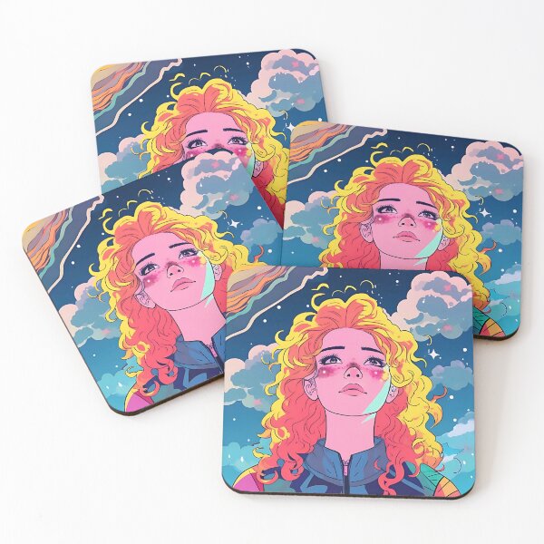 Item preview, Redhead woman under rainbow sky designed and sold by ArrangedDesigns.