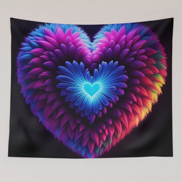 Item preview, A fluffy, feathery, Kaleidoscopic rainbow heart! designed and sold by Zen-Hues.