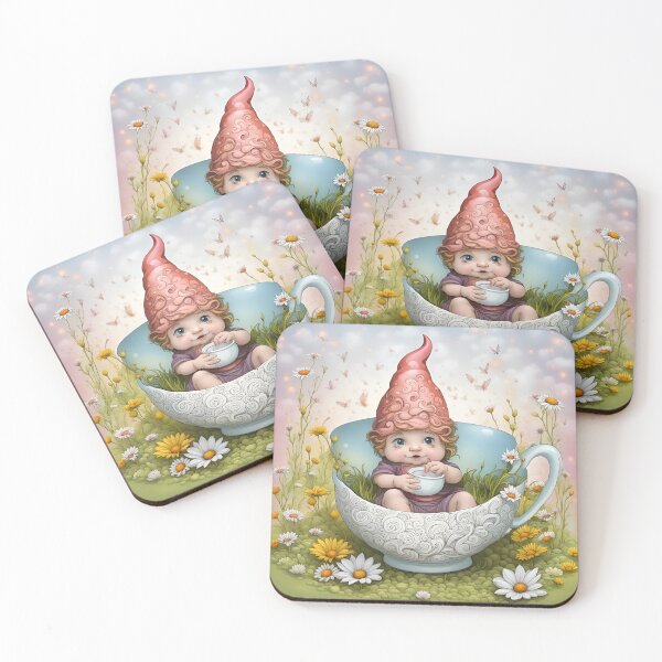 Item preview, Cute Baby Gnome Sitting in a Tea Cup and Having a Drink  designed and sold by Bright-Moonrise.