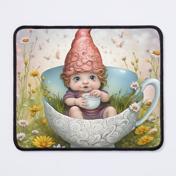Item preview, Cute Baby Gnome Sitting in a Tea Cup and Having a Drink designed and sold by Bright-Moonrise.