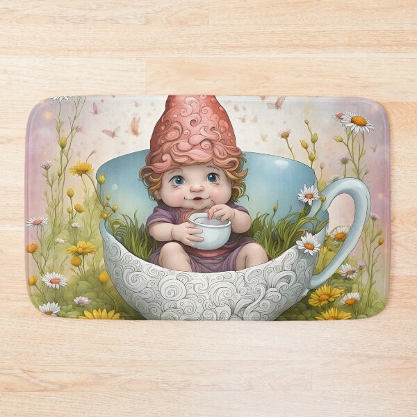 Item preview, Cute Baby Gnome Sitting in a Tea Cup and Having a Drink  designed and sold by Bright-Moonrise.