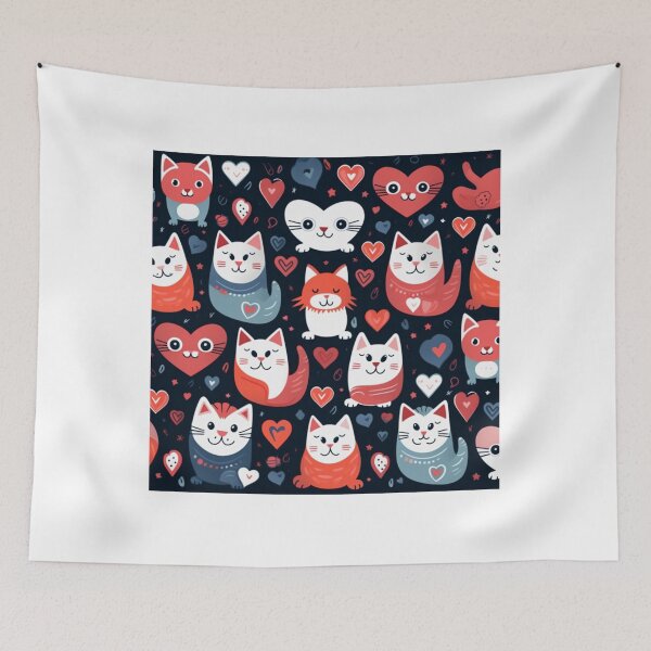 Item preview, Meowy valentine beauty pattern designed and sold by SmileshareShop.