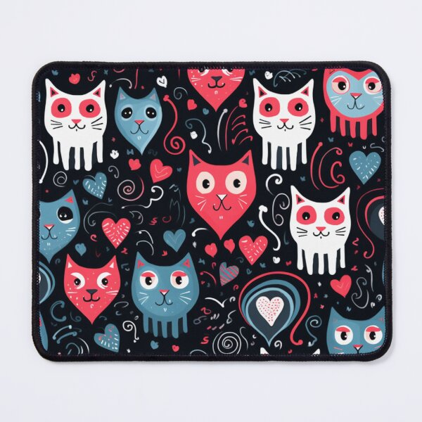 Item preview, Meowy valentine hearts pattern designed and sold by SmileshareShop.