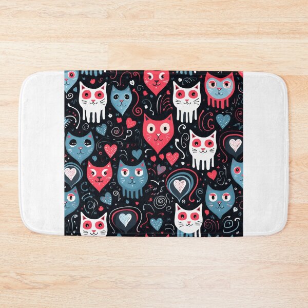 Item preview, Meowy valentine hearts pattern designed and sold by SmileshareShop.