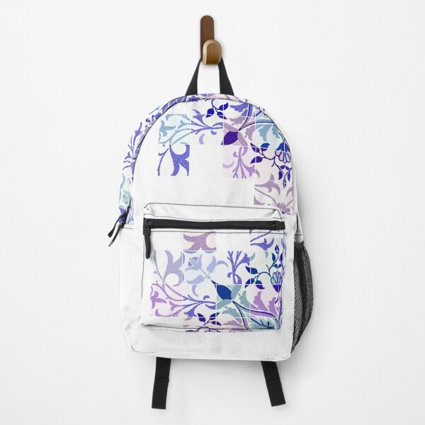 Item preview, Symmetrical and asymmetrical floral folk art design in blue and pink shades designed and sold by krispald.