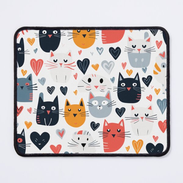 Item preview, Meowy valentine hearts pattern designed and sold by SmileshareShop.