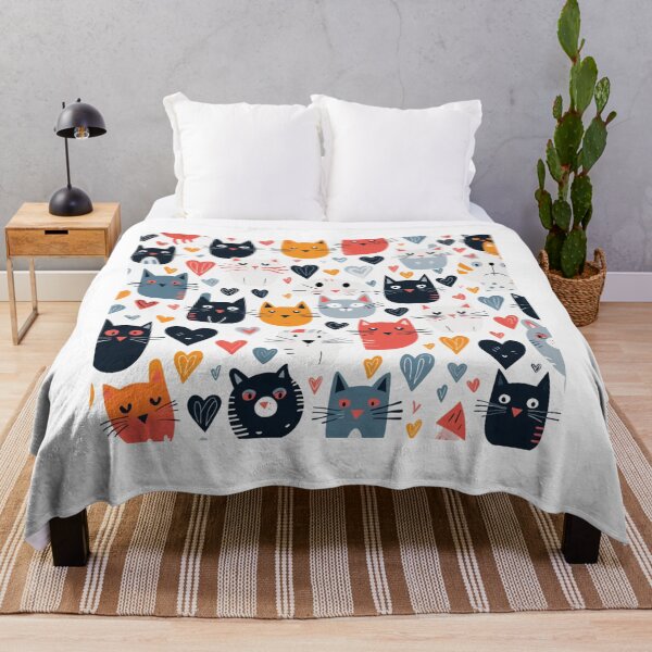 Item preview, Meowy valentine hearts pattern designed and sold by SmileshareShop.