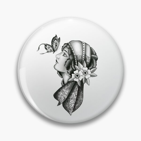 Item preview, Trad lady with a butterfly designed and sold by Liltattoos69.