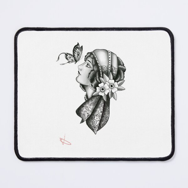 Item preview, Trad lady with a butterfly designed and sold by Liltattoos69.