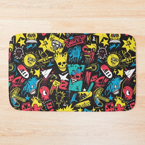 Item preview, Punk Rock Revival - Bold 70s Streetwear Pattern designed and sold by Sir Meow Meow.