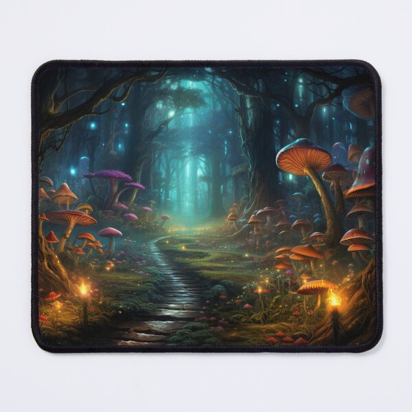 Item preview, Bioluminescent Mushroom Forest: Illuminated Glowing Woodland Path designed and sold by Fantasy Masterpiece.