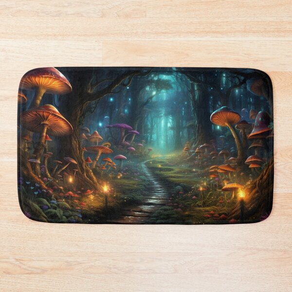 Item preview, Bioluminescent Mushroom Forest: Illuminated Glowing Woodland Path designed and sold by Fantasy Masterpiece.