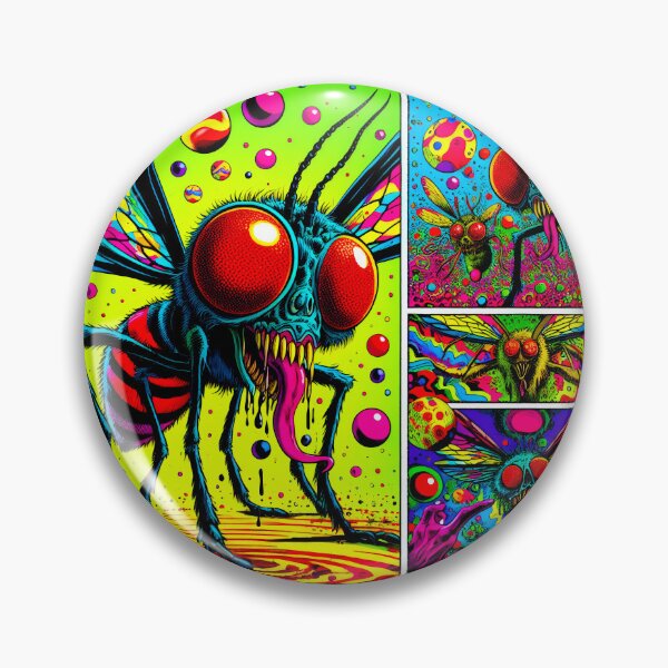 Item preview, Trippy Horrifying Psychedelic Fly Monsters designed and sold by AIPixelMaster.