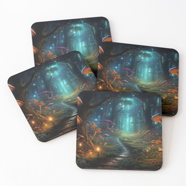 Item preview, Bioluminescent Mushroom Forest: Illuminated Glowing Woodland Path designed and sold by Fantasy Masterpiece.