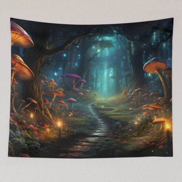 Item preview, Bioluminescent Mushroom Forest: Illuminated Glowing Woodland Path designed and sold by Fantasy Masterpiece.