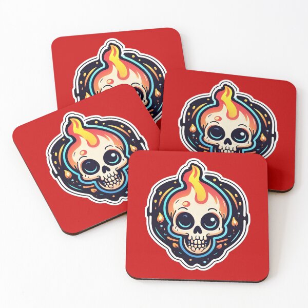 Item preview, Flaming Grin Ghost: Colorful skull with a fire hood designed and sold by digistampdesign.
