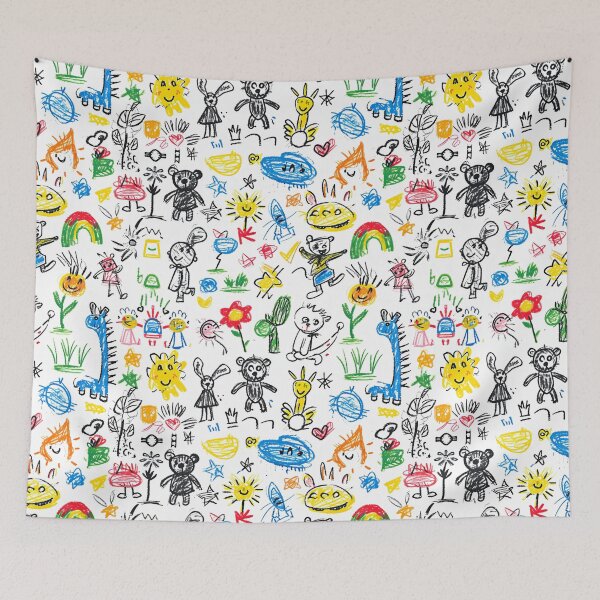Item preview, Child's Imagination Canvas - Playful Sketch Pattern designed and sold by Sir Meow Meow.