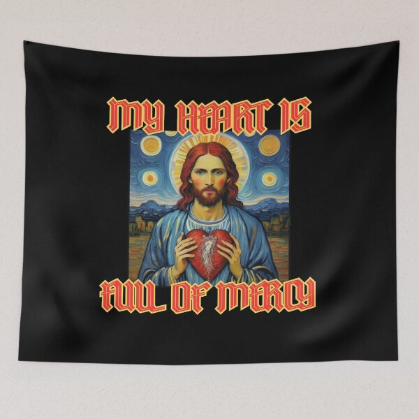Item preview, Jesus say my heart is full of mercy in cute van gogh style christian gifts for easter designed and sold by thankful-loco.
