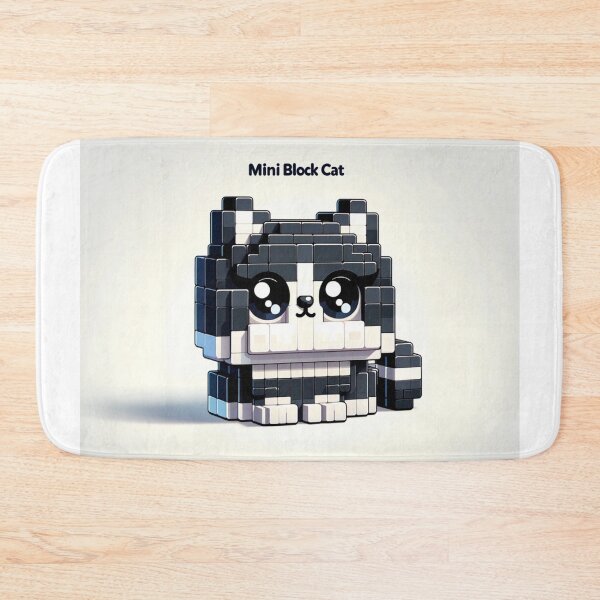 Item preview, Persian Cat Cute Cartoon Mini Block Black And White. designed and sold by clecticuk.