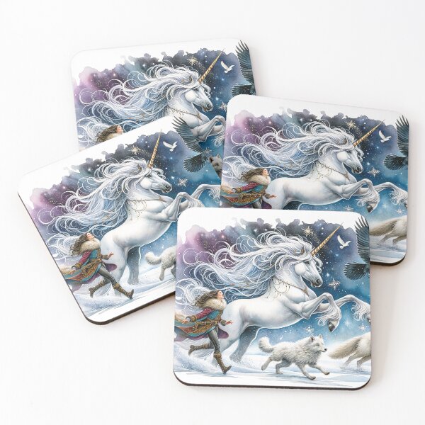 Item preview, Enchanted Winter Wonderland: Unicorn & Wolves in Starry Night Fantasy designed and sold by Ladyfyre.