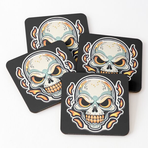 Item preview, Cheerful flickering flames: colorful, laughing skull in the firelight designed and sold by digistampdesign.