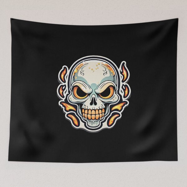 Item preview, Cheerful flickering flames: colorful, laughing skull in the firelight designed and sold by digistampdesign.