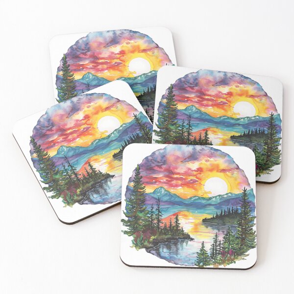 Item preview, Northern British Columbia Watercolor Mountain Sunset designed and sold by meganohm.
