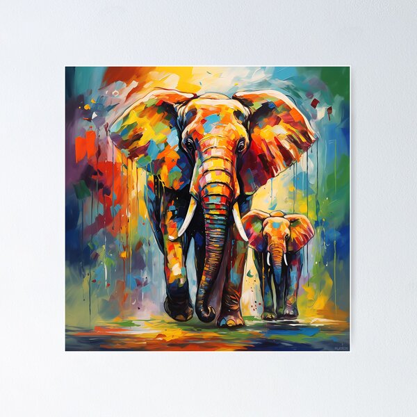 Elephants Mom & Two Babies Multilayer Mandala Wall Art