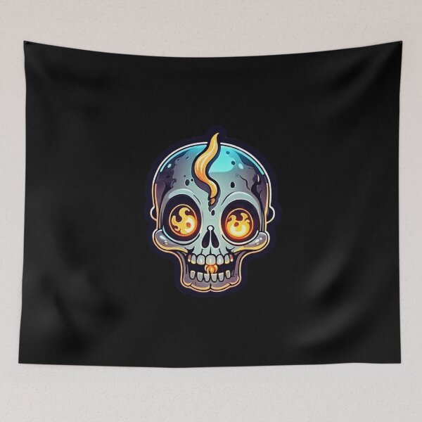 Item preview, Mischievous Firelight: Funny skull with blazing flame designed and sold by digistampdesign.