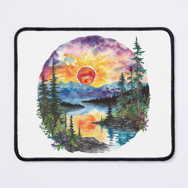 Item preview, Northern British Columbia Watercolor Mountain Sunset Amongst the Forest designed and sold by meganohm.