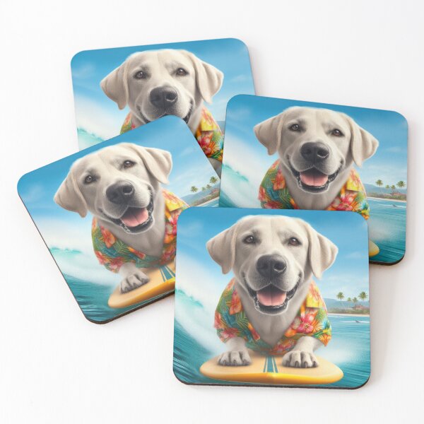 Item preview, Cute white labrador retriever surfing the sea action photo designed and sold by Tio-Tecun.