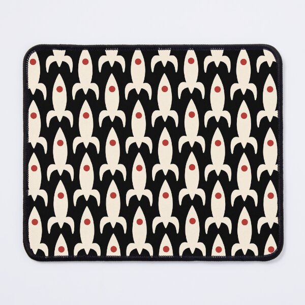 Item preview, Space Age 1950s Rocket Ships Mid-Century Modern Atomic Age Pattern in Cream, Red, and Black designed and sold by kierkegaard.