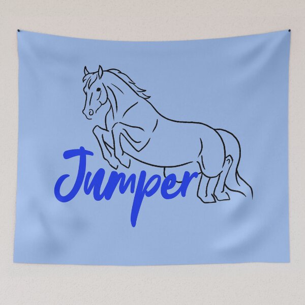 Item preview, White Jumper Horse with Blue Text designed and sold by DappledMoon.