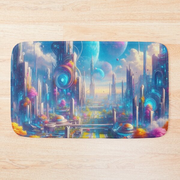 Item preview, Fantasy futuristic city in nature (silvergoldvisionary) designed and sold by SGVisionary.