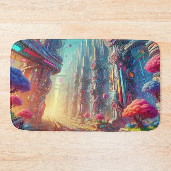 Item preview, Fantasy futuristic city in nature (silvergoldvisionary) designed and sold by SGVisionary.