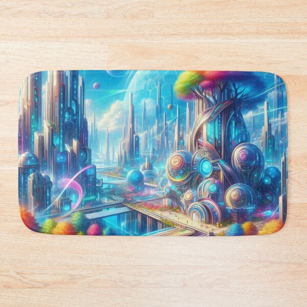Item preview, Fantasy futuristic city in nature (silvergoldvisionary) designed and sold by SGVisionary.