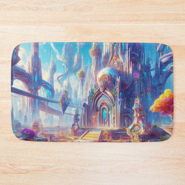 Item preview, Fantasy futuristic city in nature (silvergoldvisionary) designed and sold by SGVisionary.